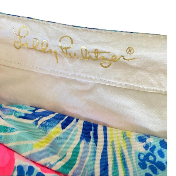 Lilly Pulitzer The buttercup stretch scalloped hem pink & blue shell print sz 00 - Picture 10 of 11